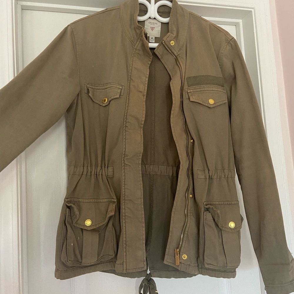 GUESS GUC hip length fall military jacket in olive green